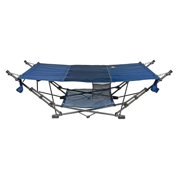 Limited Outdoor Indoor Portable Foldable Metal Framed Lounge Hammock Furniture for Camping, Backyard, and Patio, Full Sized Hammock with Storage, Blue