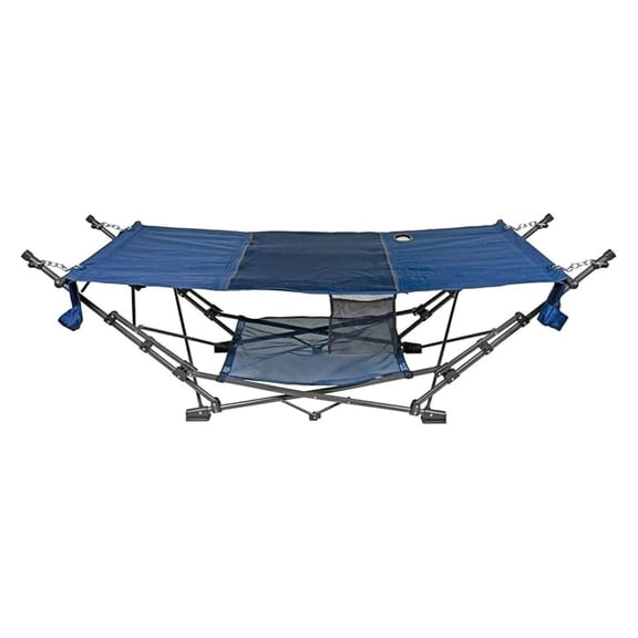 Limited Outdoor Indoor Portable Foldable Metal Framed Lounge Hammock Furniture for Camping, Backyard, and Patio, Full Sized Hammock with Storage, Blue