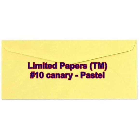 Limited Papers (TM) #10 Regular Envelope - Pastel - Soft - 24# (4.8" x 9.5") - Announcement, Invoices, Statements, Checks, Letters, Contracts, Business Envelope (Canary, 1000)