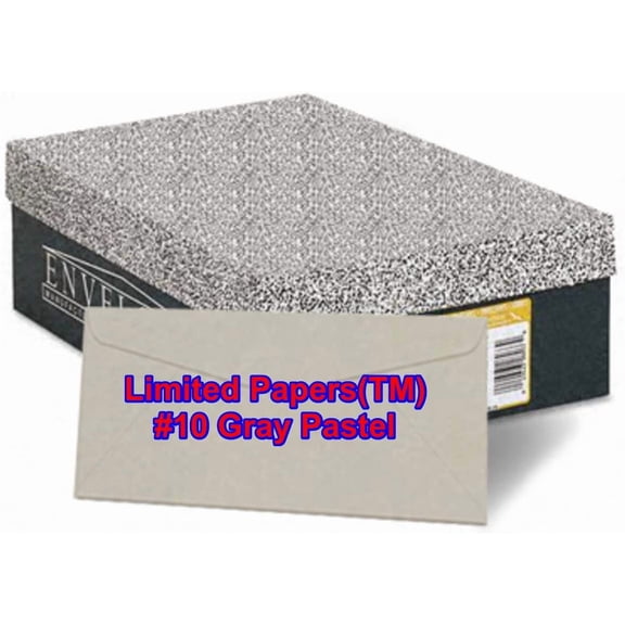 Limited Papers (TM) #10 Regular Envelope - Pastel - Soft - 24# (4.8" x 9.5") - Announcement, Invoices, Statements, Checks, Letters, Contracts, Business Envelope (Gray, 250)