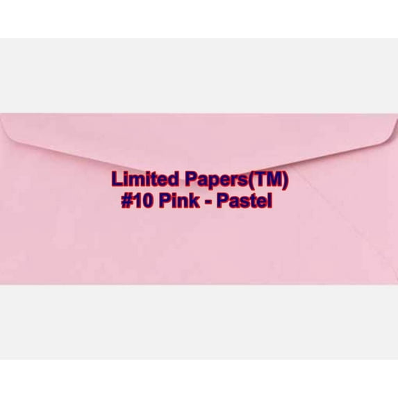 Limited Papers (TM) #10 Regular Envelope - Pastel - Soft - 24# (4.8" x 9.5") - Announcement, Invoices, Statements, Checks, Letters, Contracts, Business Envelope (Pink, 50)