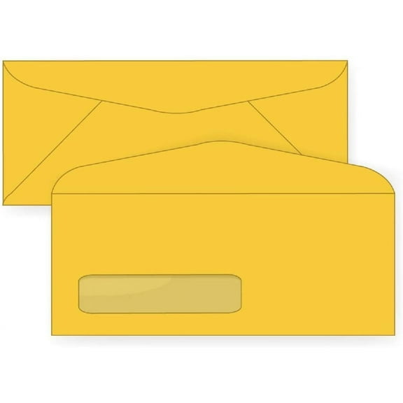 Limited Papers (TM) Regular Mailing And Business Envelopes, Left Hand Window, No. 10 (4.8 x 9.5 Inch), Gummed seal, 24 Pound, Variety of Colors And Quantities. (Gold, 500)