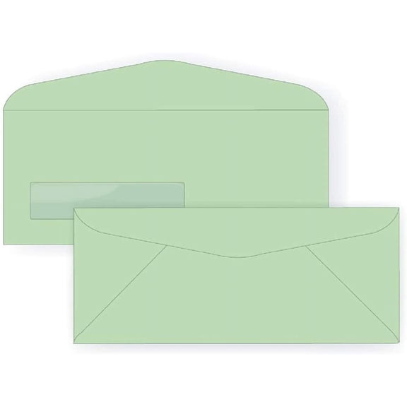 Limited Papers (TM) Regular Mailing And Business Envelopes, Left Hand Window, No. 10 (4.8 x 9.5 Inch), Gummed seal, 24 Pound, Variety of Colors And Quantities. (Green, 1000)
