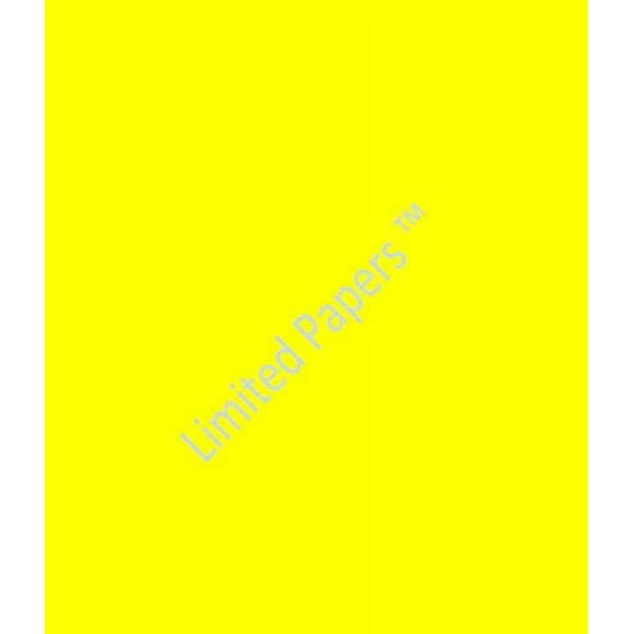 Limited Papers (TM) Sticker Label Fluorescent, 8.5X11 Inch, Letter Size, 60 Pound, Full Sheet Permanent Adhesive Paper, Scored Liner, Offset, 100 Sheets Per Pack. (Yellow Fluorescent, 3 Pack)