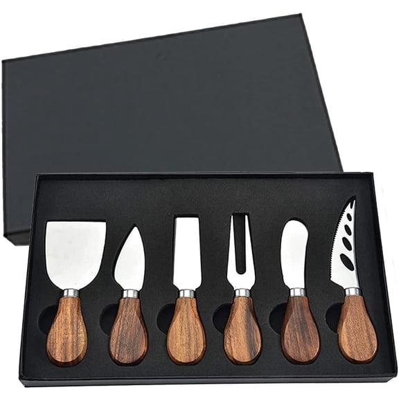 Limited Premium Stainless Steel Charcuteries tools, Cheese Knife Set Included: 4 Slicing Knife, Serving Fork & Spreader
