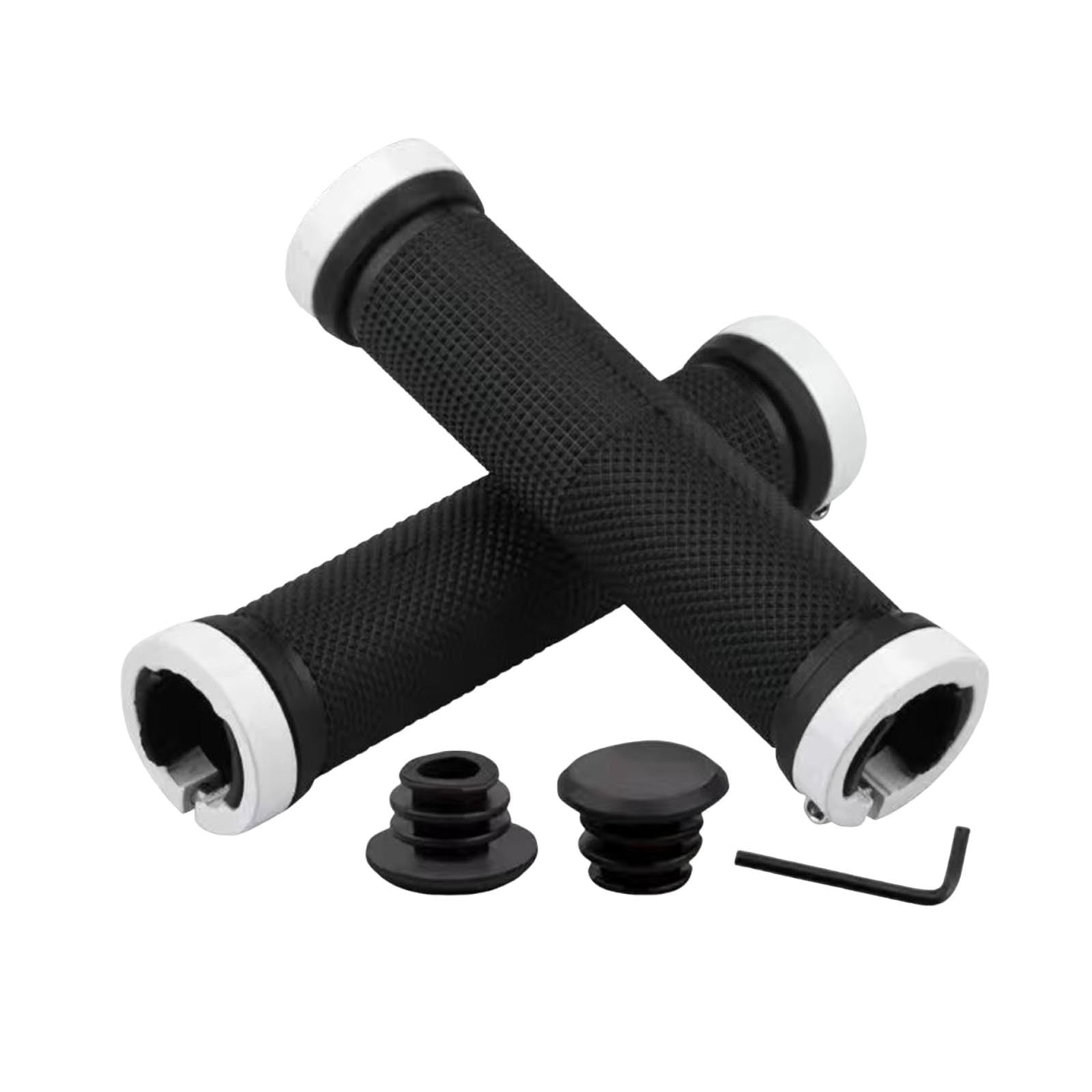 Bicycle Lock-On Grips For Road, MTB, Gravel & Mountain Bikes - Rubber, 129mm Length