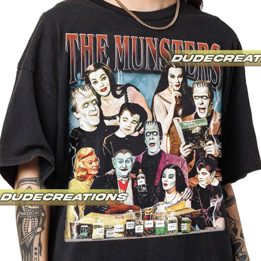 Sweat-shirt The Munsters Vintage - Look Rétro Film D'horreur - Uni Noir - Taille XS à 7XL