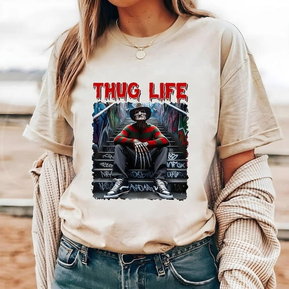 Limited Thug Life Horror Movie Comfort Colors T-Shirt, Movie Killer Shirt, Scary Halloween Shirt, Horror Friend Shirt, Halloween Vibe Shirt