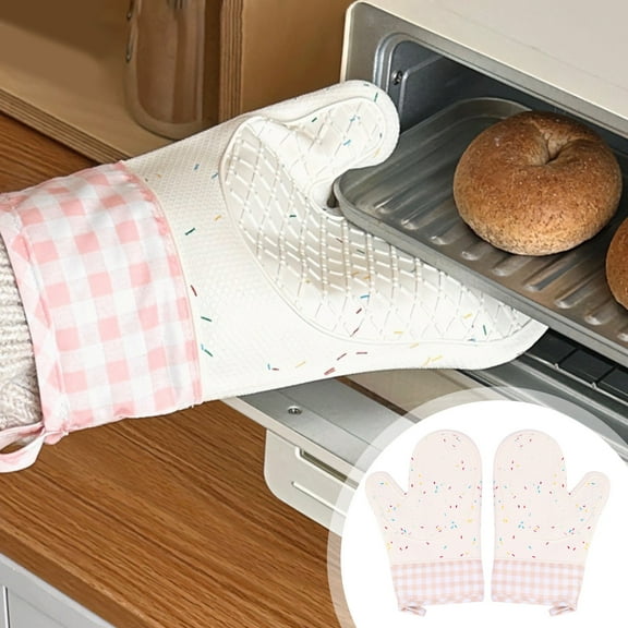 Limited Time Deal karymi 2 Count Insulated Gloves Long Kitchen Gloves Cotton Thickened Baking Gloves Oven Gloves Kitchen Utensils Super Savings Week Summer Savings Summer Clearance