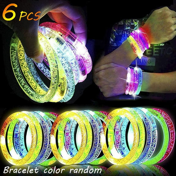 Limited Time Deal karymi 6 Pack Glowing Bracelets Glowing Party Supplies Favors Glowing in The Dark LED Bracelets Light Up Bracelets Glowing Sticks Party Toys Concert Birthday Family Gifts