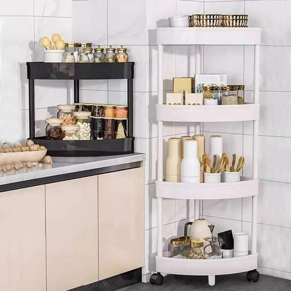 Limited Time Deal karymi Bathroom Corner Storage Shelf Organizer with Detachable 4 Tiers Rolling Wheels and Drainage Holes Room Decor The Big Save Organizers and Storage