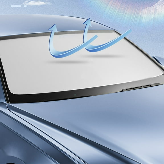 karymi Car Windshield Sun Shade (55.1 X 27.6 Inches) , Foldable Car Sun Shade Windshield with Storage Pouch, Keep Vehicle Cool Travel Essentials