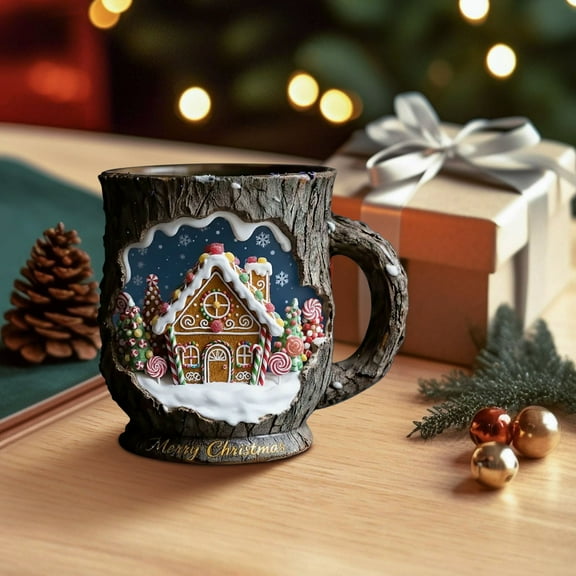 Limited Time Deal karymi Christmas Ceramic Mug Holiday Theme Cup 15oz Capacity Festive Design with Santa Pattern Microwave Safe Holiday Gifts Best Sellers The Big Save