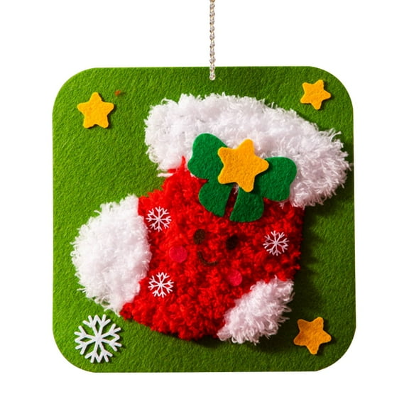 Limited Time Deal karymi Christmas Embroidery DIY Craft Kit with Non-Woven Fabric, Colorful Threads and Needles for Handmade Holiday Ornaments and Festive Seasonal Gifts Christmas Decorations