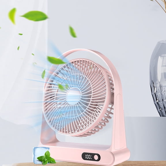 Limited Time Deal karymi Desktop USB Small Fan Desk Fan Mini Portable Charging Digital Display Night Light Household Desktop Fan Fan for Bedroom Gifts for Women Outdoor Decor