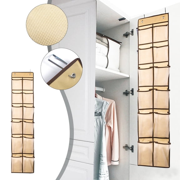 Limited Time Deal karymi Over The Door Shoe Rack for Door with 12 Large Mesh Pockets Fitted Hanging Shoe Organizer Sturdy Closet Door Shoe Storage Bathroom Essentials