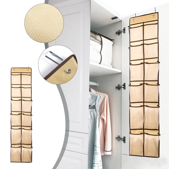 Limited Time Deal karymi Over The Door Shoe Rack for Door with 12 Large Mesh Pockets Fitted Hanging Shoe Organizer Sturdy Closet Door Shoe Storage Bathroom Essentials