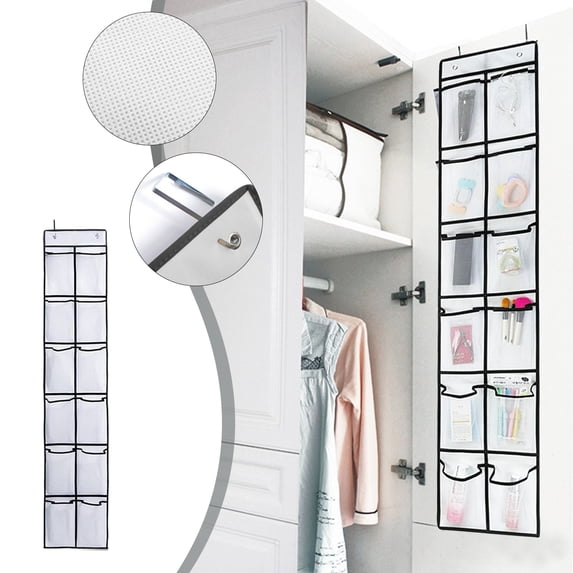Limited Time Deal karymi Over The Door Shoe Rack for Door with 12 Large Mesh Pockets Fitted Hanging Shoe Organizer Sturdy Closet Door Shoe Storage Kitchen Cleaner