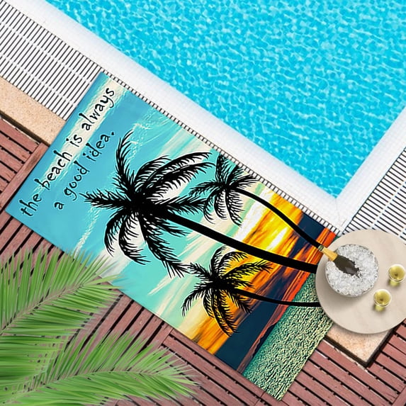Limited Time Deal karymi Double Cloth Beach Towel Adult Beach Towels Thickened Soft Absorbent Quick Drying Printed Beach Towel Swimming Sun Shawl Beach Essentials Must Haves for Beach Vacation