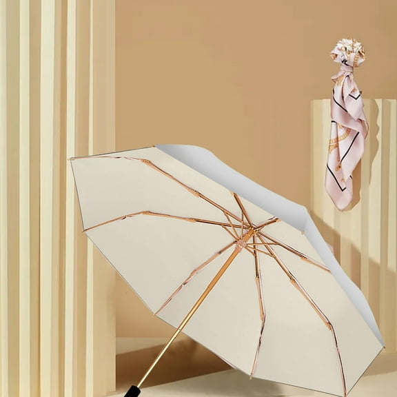 Limited Time Deal karymi Double Layer Titanium Plastic Travel Umbrella With-resistant Black Plastic Coating & Cool-ing Titanium Plastic Coating 8-rib Aluminum Alloy Umbrella Stand Camping Gear