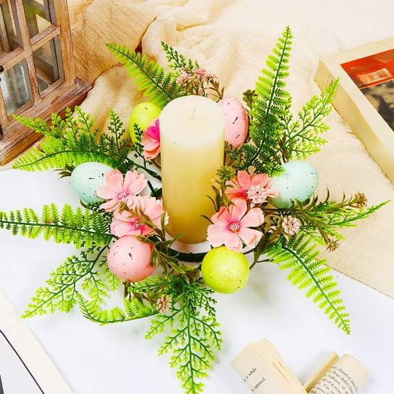 Limited Time Deal karymi Easter Simulation Easter Eggs Candle Holders Wreath Wedding Decoration Desktop Candle Wreath Winter Savings The Big Save Gifts for Mom