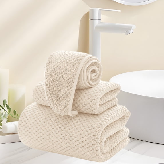 Limited Time Deal karymi Extra Large Bath Towel Shower Cap Set of 3 Oversized Bath Sheet Super Soft Absorbent Bathroom Towel Set Microfiber Dry Shower Towel for Hotel Bath Gym Weekly Deal