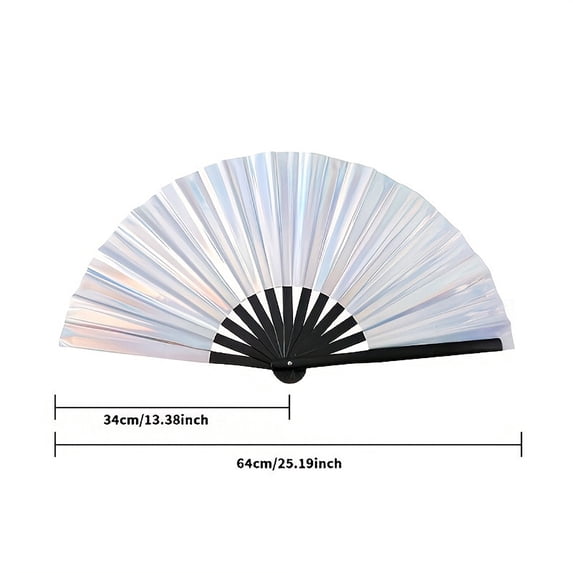 karymi Handheld Dance Fan PVC Colorful Fan Reflective Fabric Folding Fan 13in