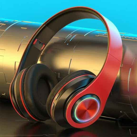 karymi Headphones Wireless Bluetooth Headset Subwoofer Bluetooth 5.2 Mobile Computer Game Music Sports Game Headphones Wtih LED Light