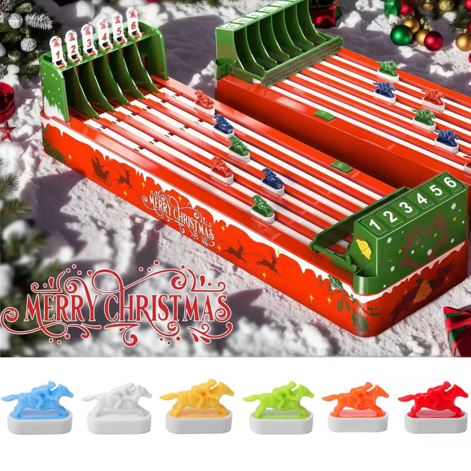 Limited Time Deal karymi Horse Racing Game Electronic 6-Horse Racing Board Game Horse Race Game Board Adult Mini Tabletop Horse Race Game for Family Adults Party Christmas Party Toys for Ages 5-7