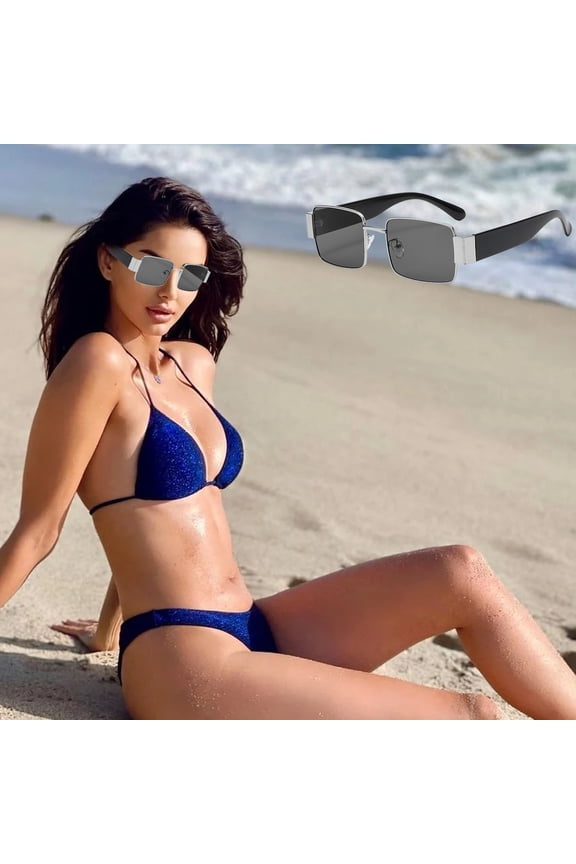 Limited Time Deal karymi Metal Sunglasses Wide Leg Trendy Party Sunglasses Outdoor Visor Beach Vacation Sunglasses for Women up to 70% off Gifts for Women Summer Clearance