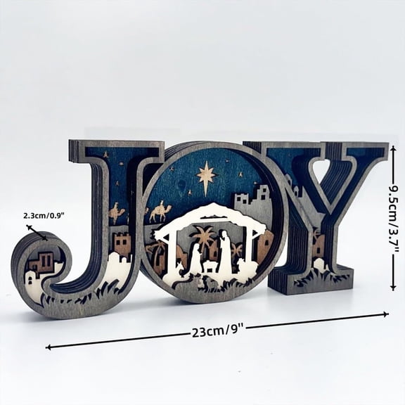 Limited Time Deal karymi Nativity Scene Wooden Ornaments Lighted Nativity Sign Tabletop Decorations Wooden LED Light Decor for Christmas Table House Decor Shop All Savings up to 70% off