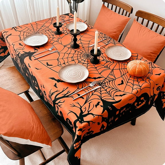 karymi New Halloween Tablecloth Web Pumpkin Tablecloth Holiday Table Cloth Printed Flower Tea Table Decorative Tablecloth Mens Gifts