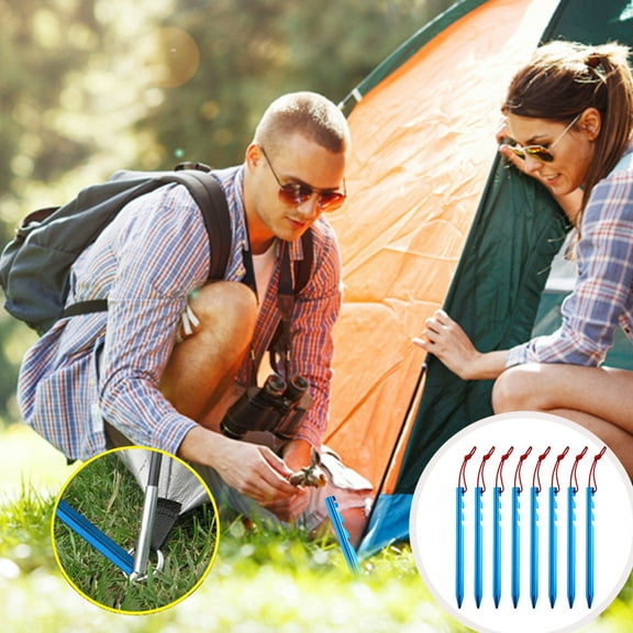 karymi Outdoor Aluminum Tent Nails Tent Nail Set Camping Tent Nails with Three Edged Sawtooth Thickened with Rope Bag 8 PC up to 90% off