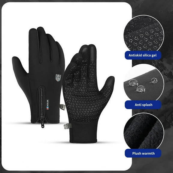 Limited Time Deal karymi Outdoor Sports and Winter Non Slip Men and Women Plus Velvet Warm Ski Riding Windproof Gloves Tailgating Weekly Deal Camping Accessories