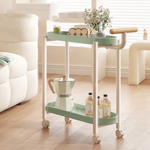 Limited Time Deal karymi Rolling Side Table with Wheels Cream Mobile End Table-Bedroom Nightstand Living Room Table Portable Nesting Table for Small Spaces Women Gifts Tailgating Bedroom Decor