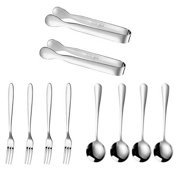karymi Stainless Steel Cheese Knife and Spreader 10 PCS Set with Knife Ice Tongs Coffee Spoon and Sugar Tongs Summer Today's
