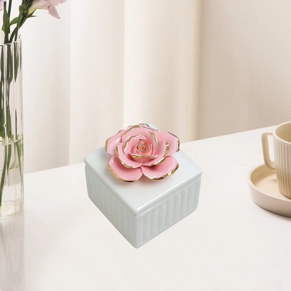 Limited Time Deal karymi Storage Jar Ceramic Hand-painted Gold Home Jewelry Box Organizer Candlestick Wedding Box Ornaments Companion Gift Limited Time Deal Weekly Deal Big Savings
