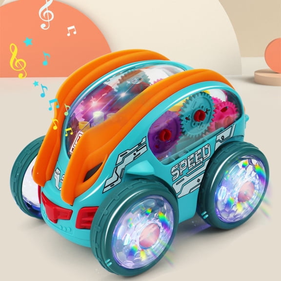 Limited Time Deal karymi Stunt Tipping Toy Car with 360 Degrees Rotation Transparent Belt Gears Colorful Lights Music Toys Universal Driving Car Clearance Toys Summer Clearance Clearance