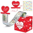 thumbnail image 1 of Limited Time Deal karymi Valentine's Day Money Box for Cash Pull Money Box for Cash Gift with Greeting Card Valentine Surprise Money Roll Gift Box DIY Money Box Clearance Toys Super Savings Week, 1 of 7