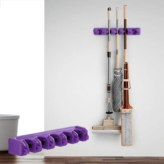 Limited Time Deal karymi Wall Organizer with Adjustables Slots and Hooks Wall Mounted Tool and Brooms Holders Organization and Storage for The Kitchen and Garage Kitchen Cleaner