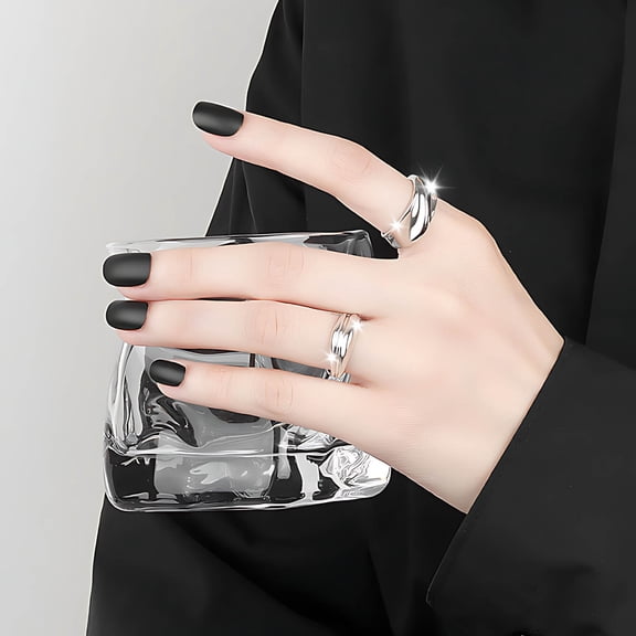 karymi Wide Silvery Ring for Women Boho Thumb Bnad Open Adjustable StatementRing Jewelry Gift Weekly flyer