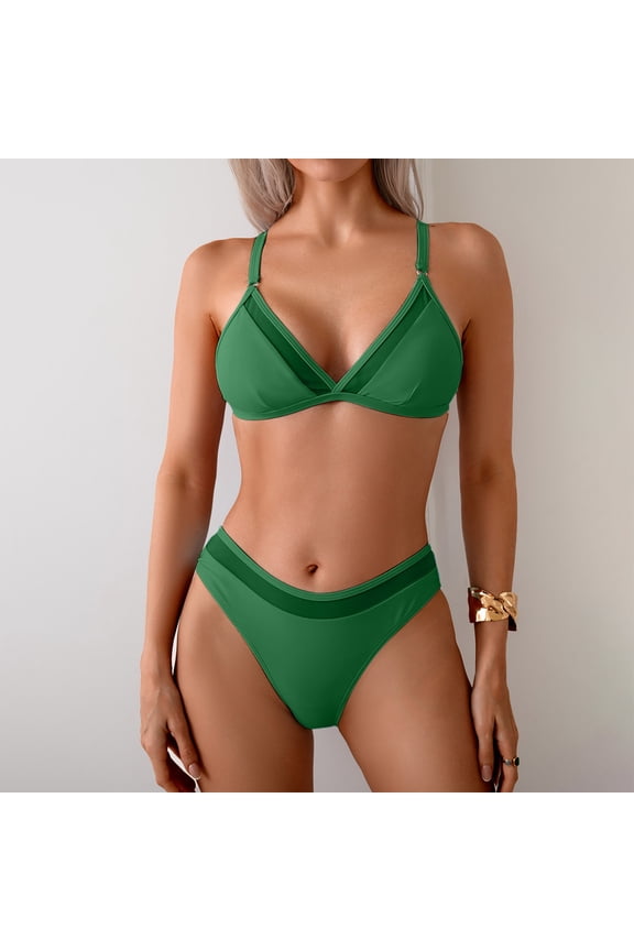 Limited Time Deal kttectoa Chiffon Side Adjustable Straps Split Swimsuit Plus Size Swimsuit for Women Solid Bikini Set V-Neck Swimsuit for Ladies Cocktail Get It Today