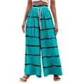 thumbnail image 1 of Limited Time Deal kttectoa Women's Pants Stripe Print Wide Leg Pants High Waisted Drawstring Dress Pants Comfy Wide Leg Pants Beach Lounge Trousers Women Pants, 1 of 5