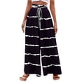 thumbnail image 1 of Limited Time Deal kttectoa Women's Pants Stripe Print Wide Leg Pants High Waisted Drawstring Dress Pants Comfy Wide Leg Pants Beach Lounge Trousers Womens Pants Plus Size, 1 of 5