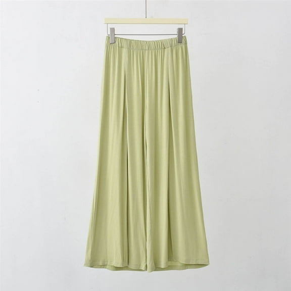Limited Time Deal kttectoa Women's Pants Summer Solid Color Soft Breathable Lightweight Wide Leg Pants Elastic Waist Work Casual Pants Flowy Beach Pants Resort Wear Womens Sweatpants