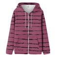 thumbnail image 1 of Limited Time Deal kttectoa Womens Tops Long Sleeve Hooded Hoodie Sweatshirts Stripe Graphic Hoodies Zip Up Hoodies Womens Fall Jacket with Pocket Women Sweatshirt Women's Fashion Hoodies, 1 of 3