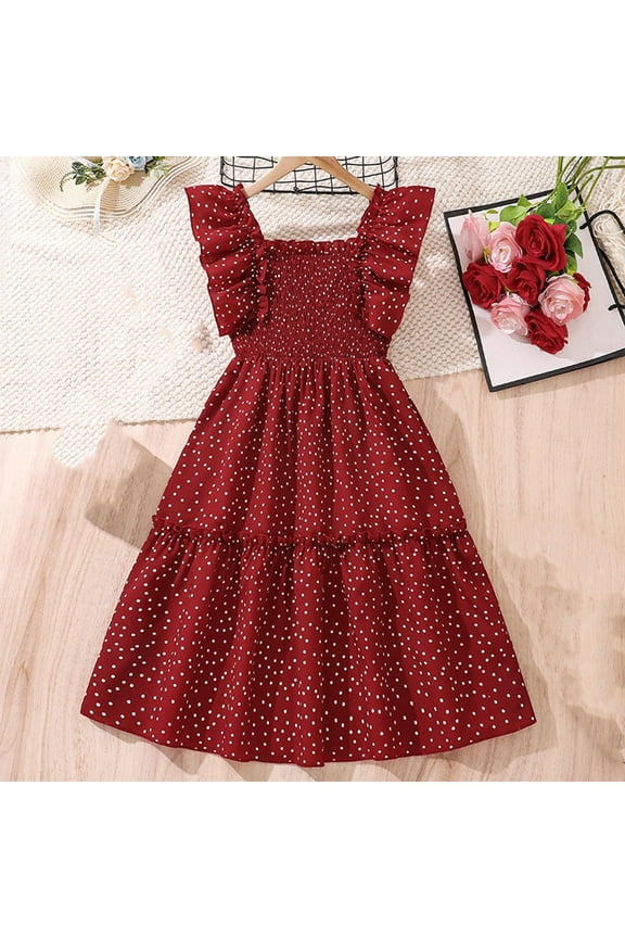 Girls' Dresses 2025 Summer Semi Formal Short Sleeve A Line Dress Cute Pleated Lapel Cotton Midi Dresses 8-13 Years
