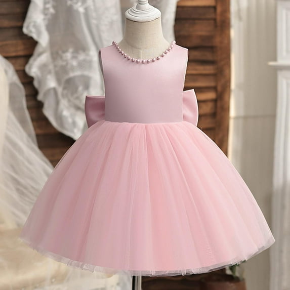 Kids Baby Girls Dress Backless Big Bowknot Tulle Formal Dresses Pageant Party Wedding Flower Girl Tutu Gown