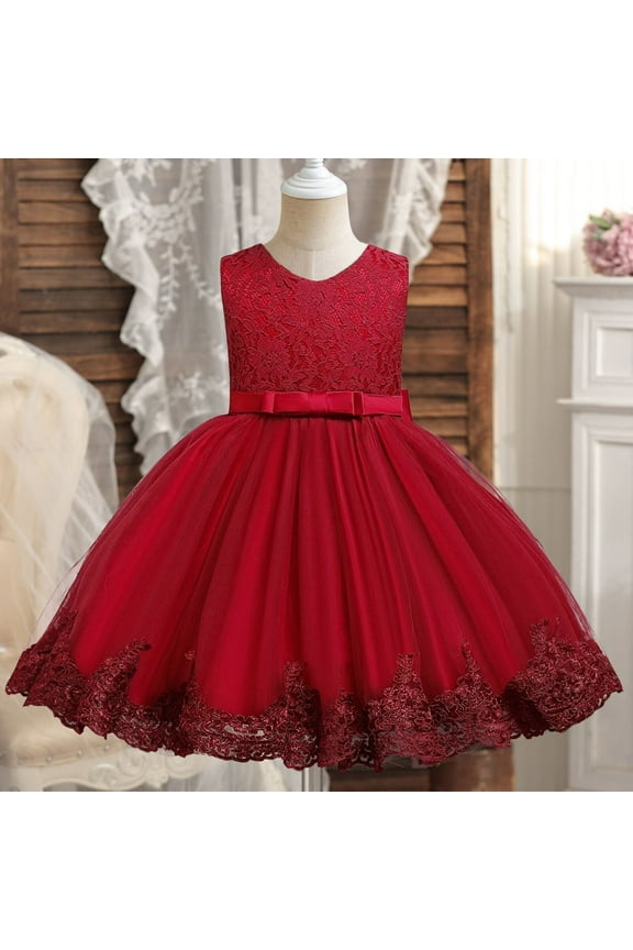 Baby Girls Dresses Embroidered Pageant Wedding Flower Girl Birthday Tulle Dresss