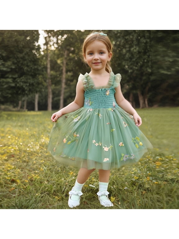 Kids Girls Birthday Princess Dress Ruffle Sleeve Boho Cake Smash Photo Shoot Outfit 3-10T